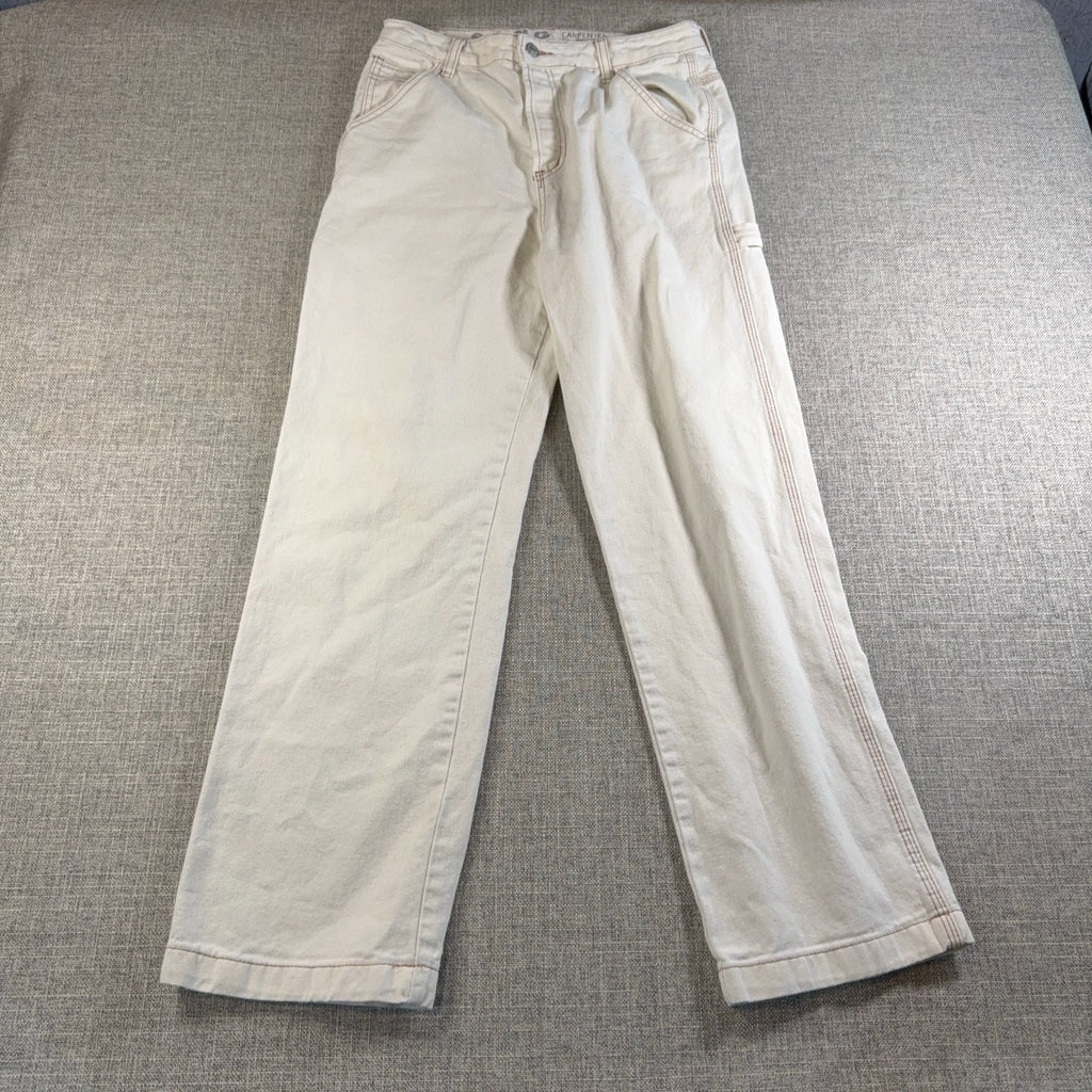 S.O.N.G. Carpenter 90s Boyfriend Jeans Women 11/30 Cream Wide Leg Y2K