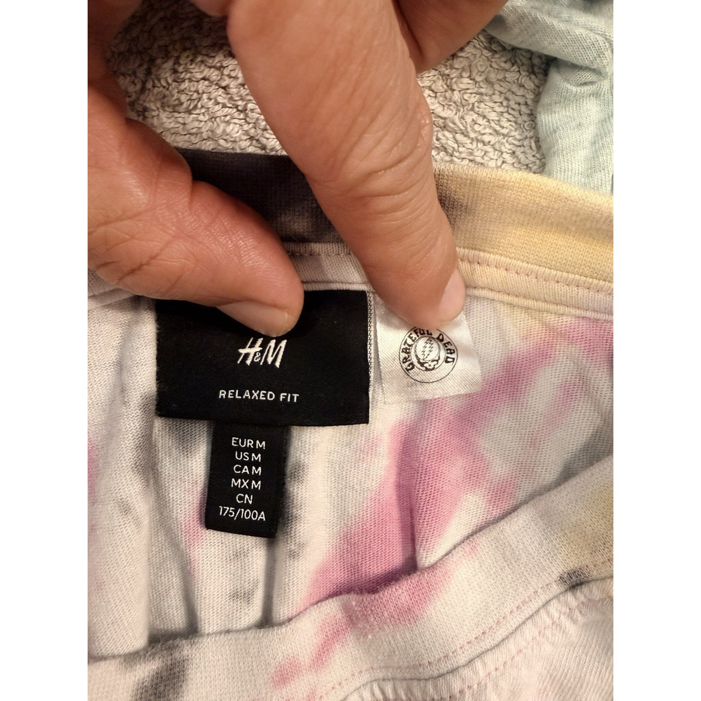 Grateful Dead Tie Dye T Shirt H&M Medium Skeleton Dancing Bears Pink Black