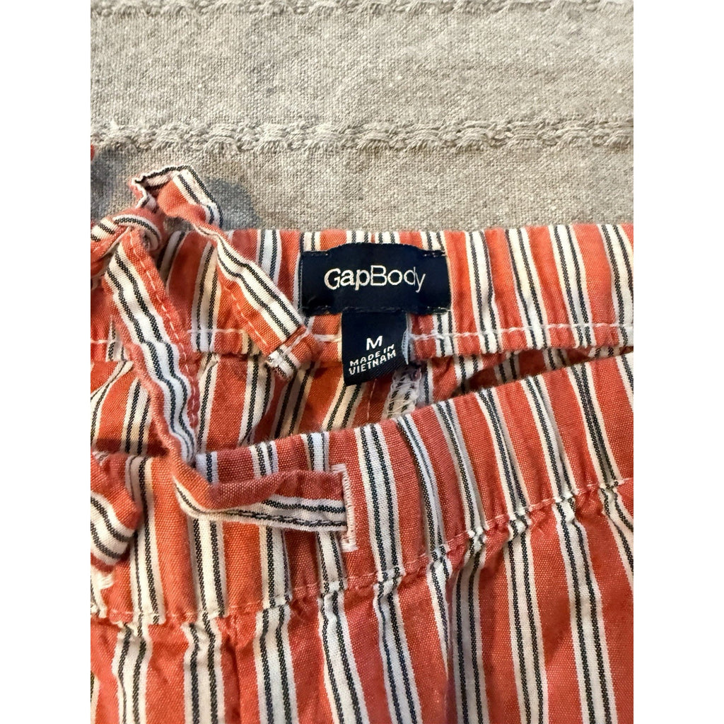 GapBody Pajama Set Womens Medium Red Stripe Button Up Top Pants Lounge Sleepwear