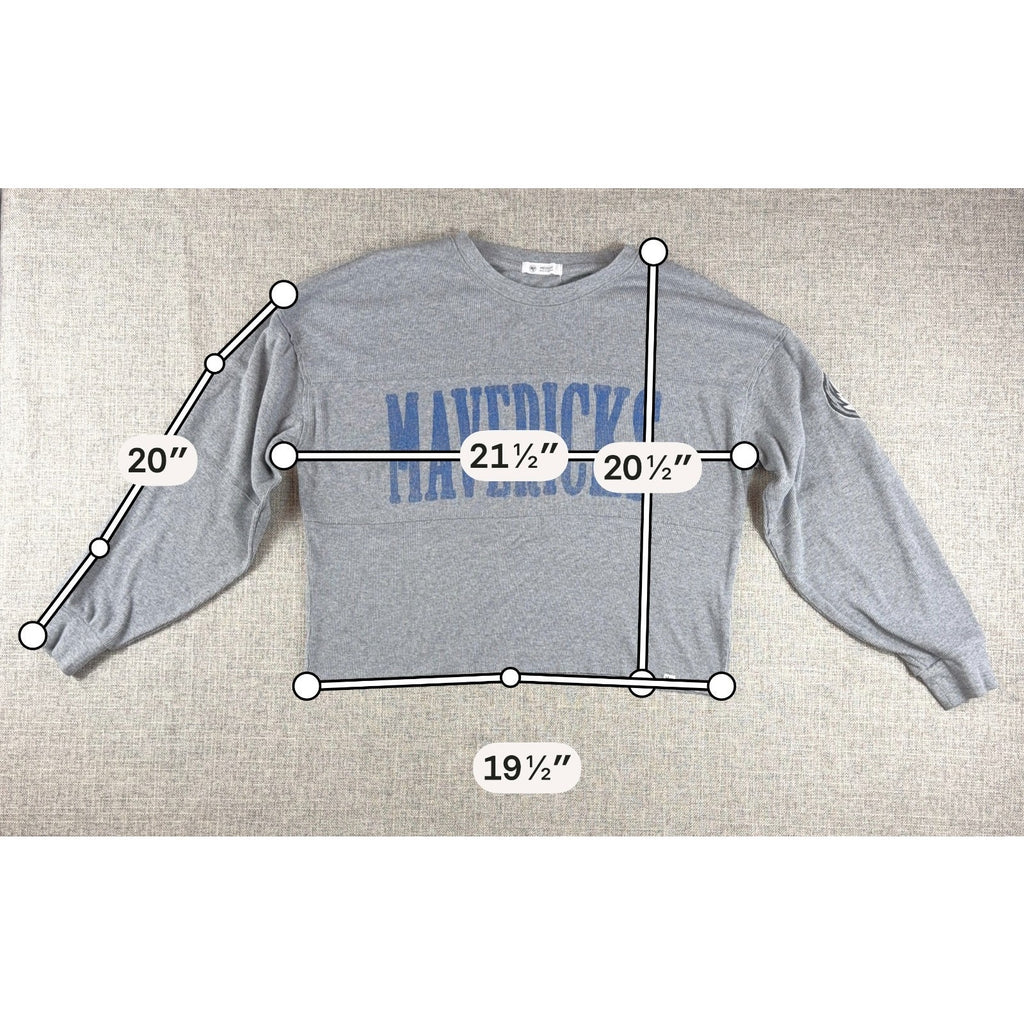 47 Brand Dallas Mavericks Crop Sweatshirt Womens M Gray Ribbed NBA Boxy