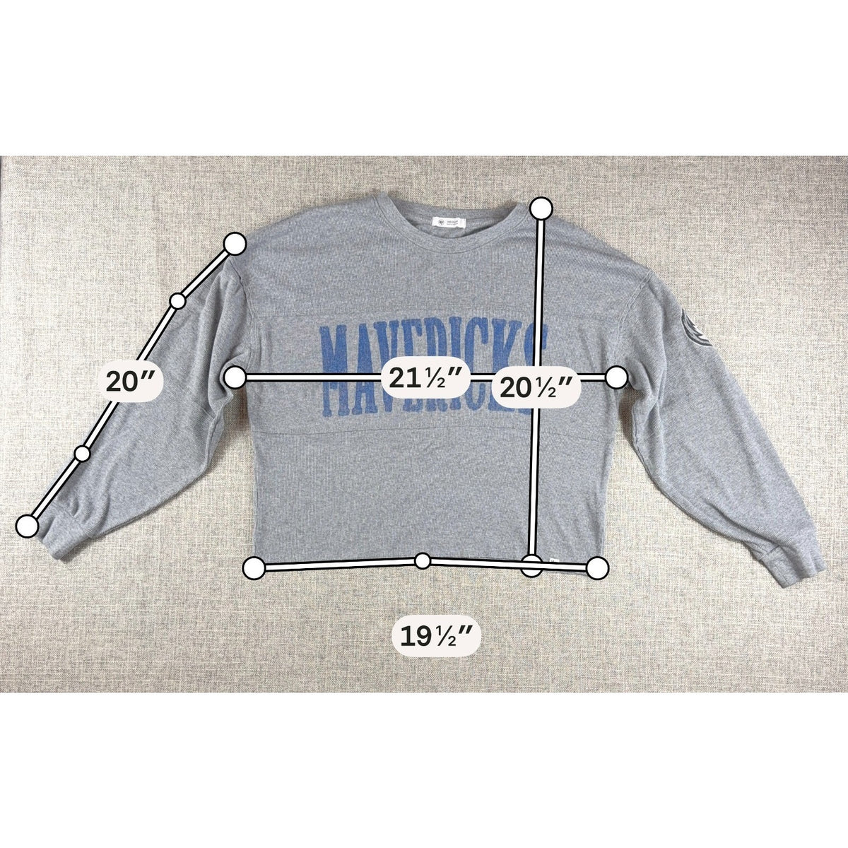 47 Brand Dallas Mavericks Crop Sweatshirt Womens M Gray Ribbed NBA Boxy