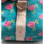 Whim + Wander Floral Canvas Duffel Bag Teal Pink Rose Weekender Shoulder Strap