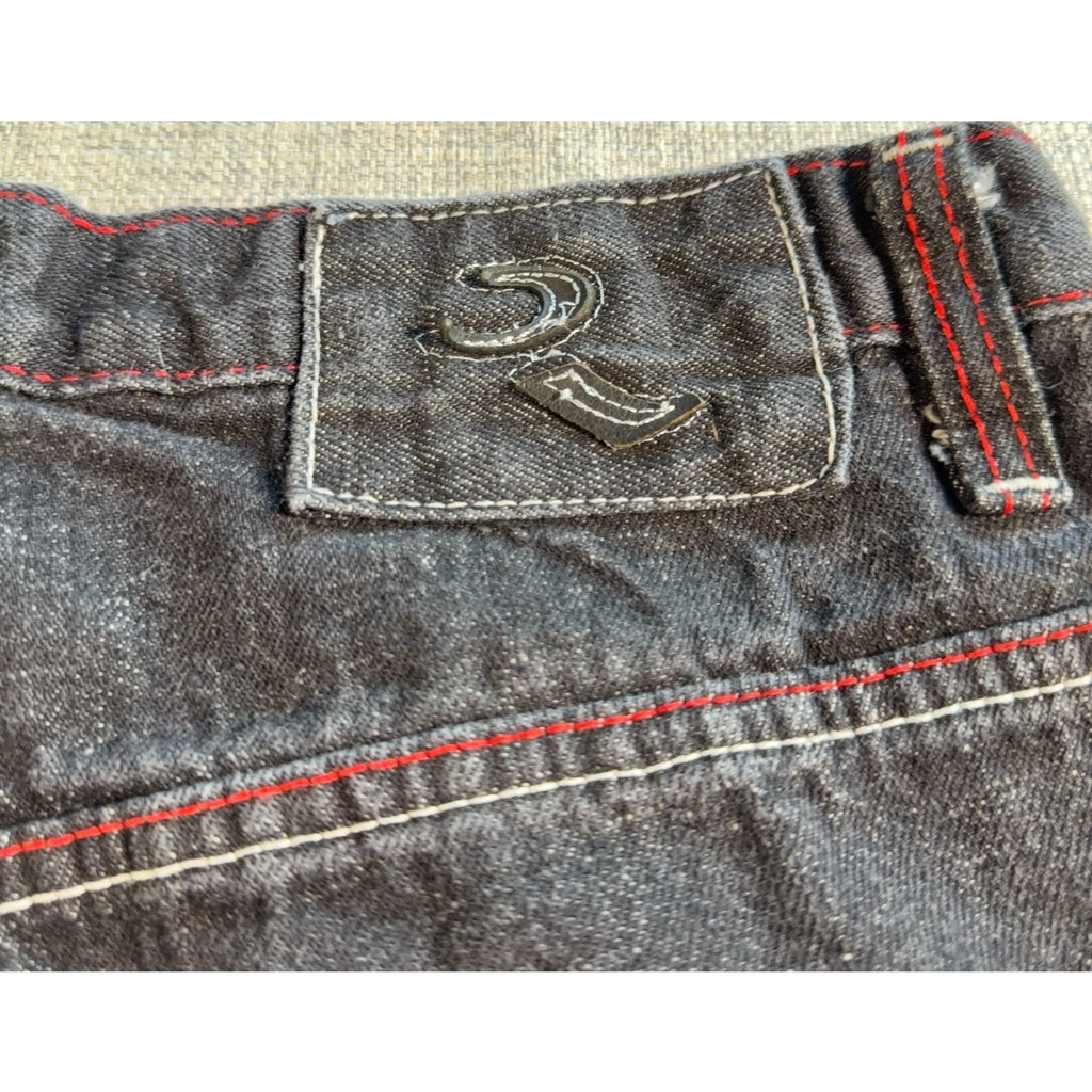 Refuse Life Style Denim Jeans Mens 34 Black Y2K Embroidered Pockets Streetwear