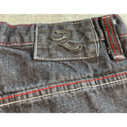 Refuse Life Style Denim Jeans Mens 34 Black Y2K Embroidered Pockets Streetwear
