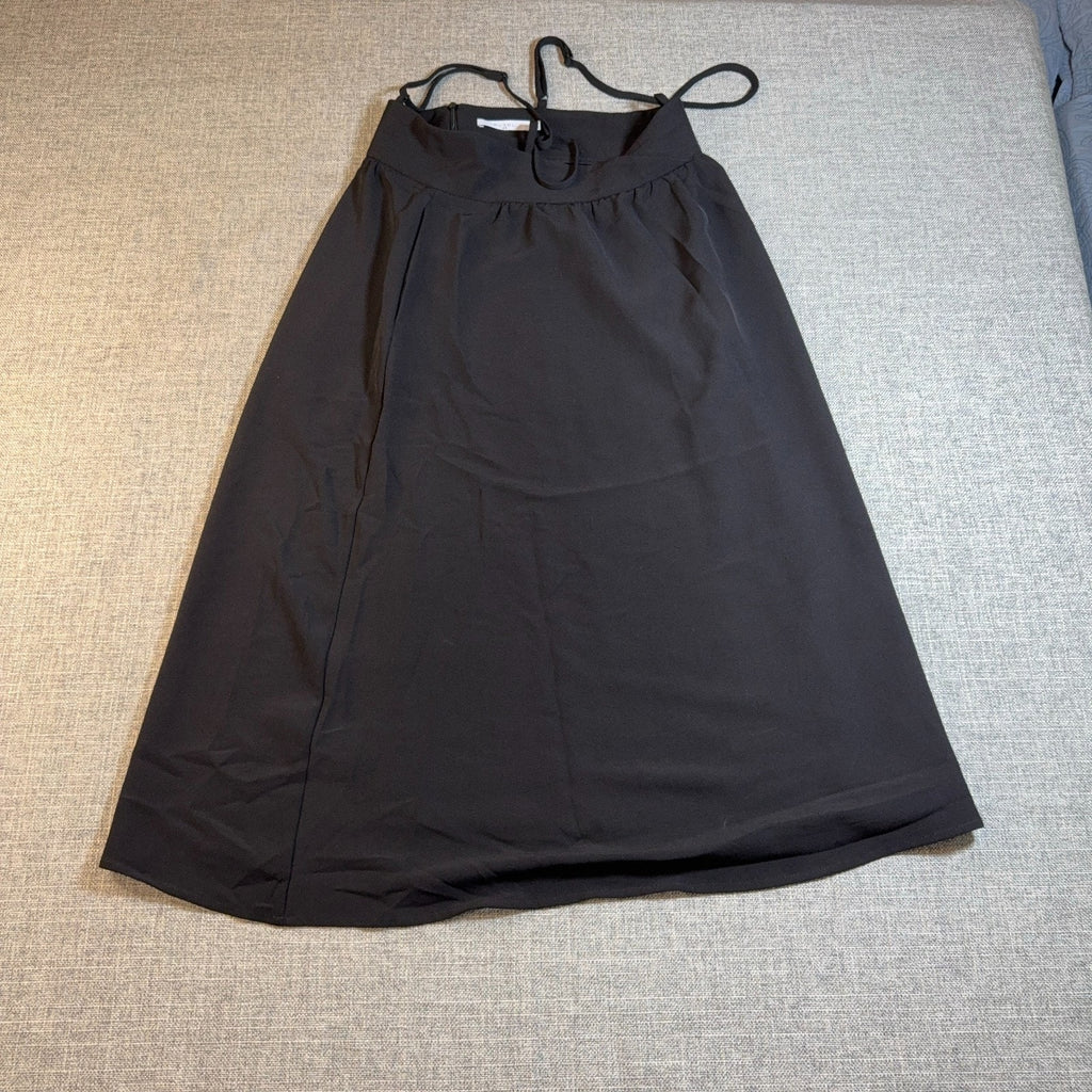 Black Suspender Midi Skirt Pinafore Dark Academia Minimalist A-Line