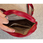 Talbots Red Tartan Plaid Camera Crossbody Bag Leather Trim Gold Hardware