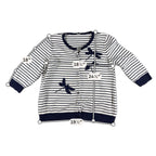 Talbots Woman Petites Cardigan 2XP Navy White Striped Dragonfly Knit Sweater