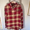 Orvis Classic Collection Flannel Shirt Jacket Mens Large Red Plaid Fleece Lined
