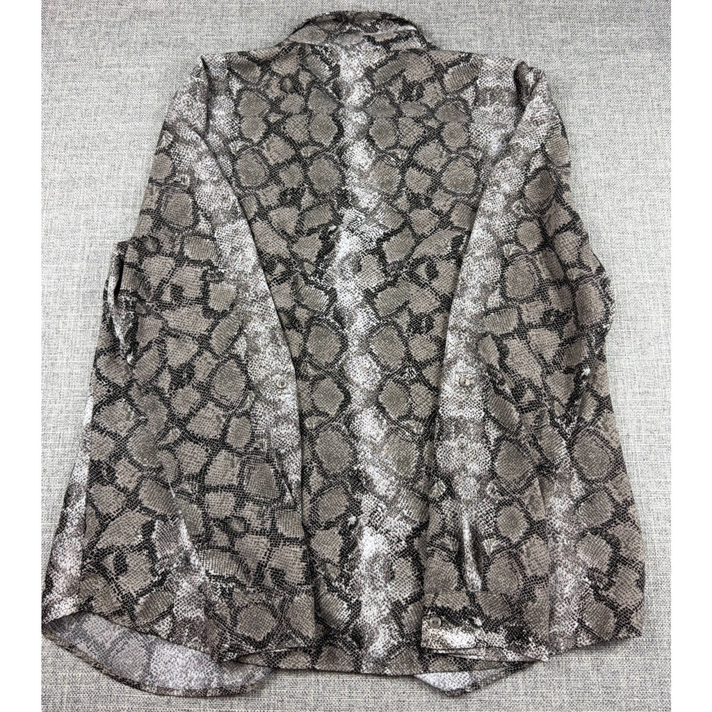 The Limited Snakeskin Blouse Womens L Animal Print Button Down Shirt Y2K