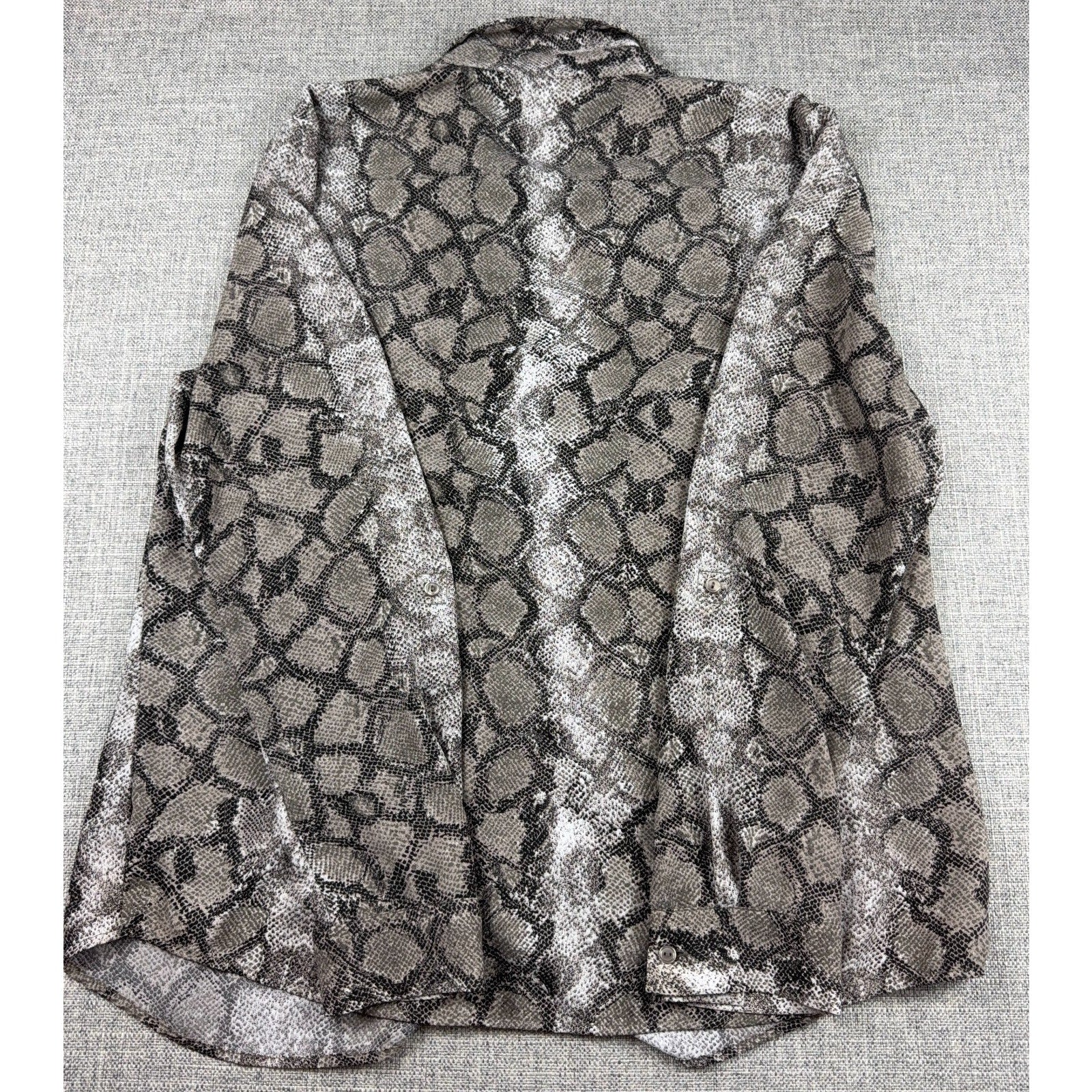 The Limited Snakeskin Blouse Womens L Animal Print Button Down Shirt Y2K