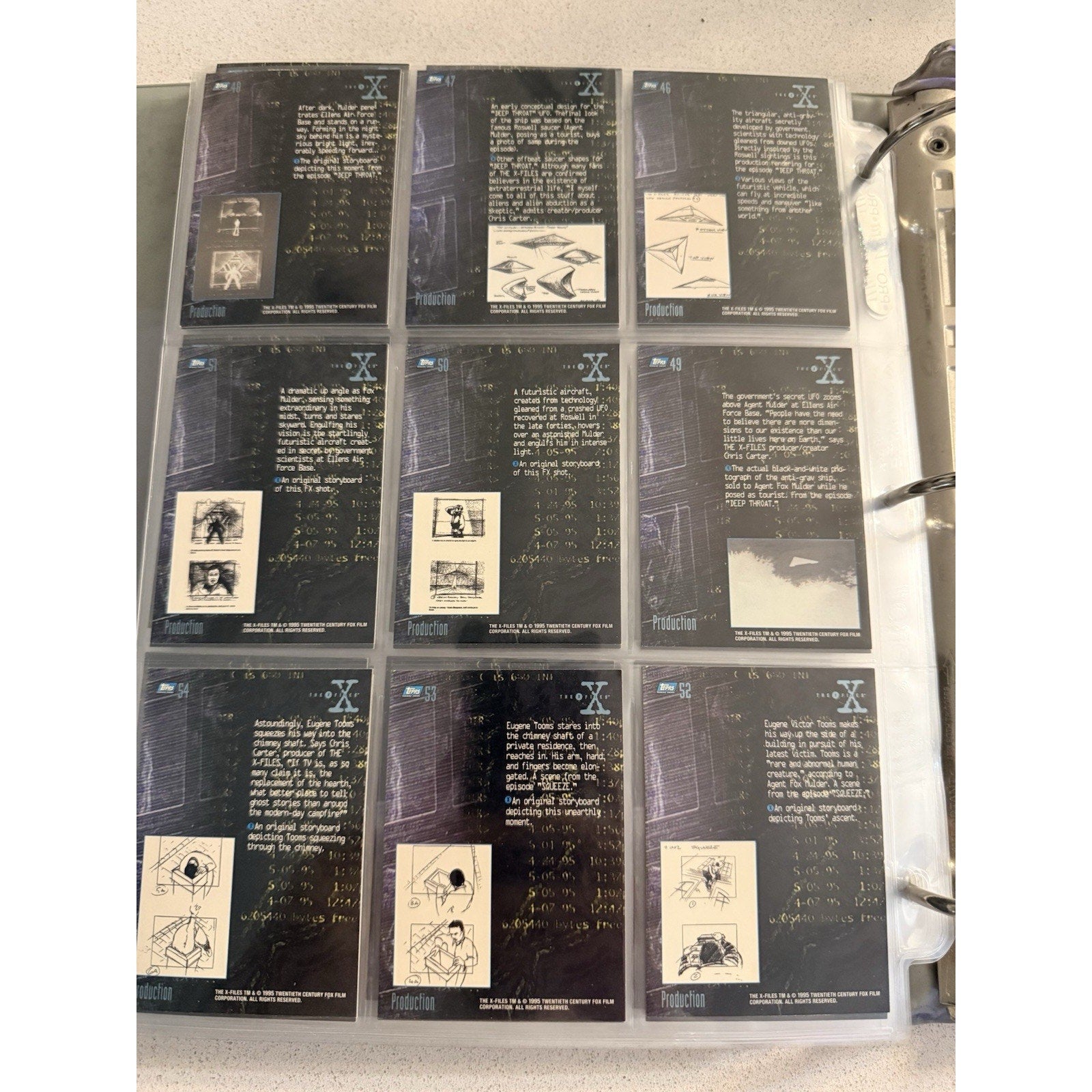 NEAR COMPLETE 1995 TOPPS THE X-FILES CARD SET + INSERTS • LOT • MULDER SCULLY