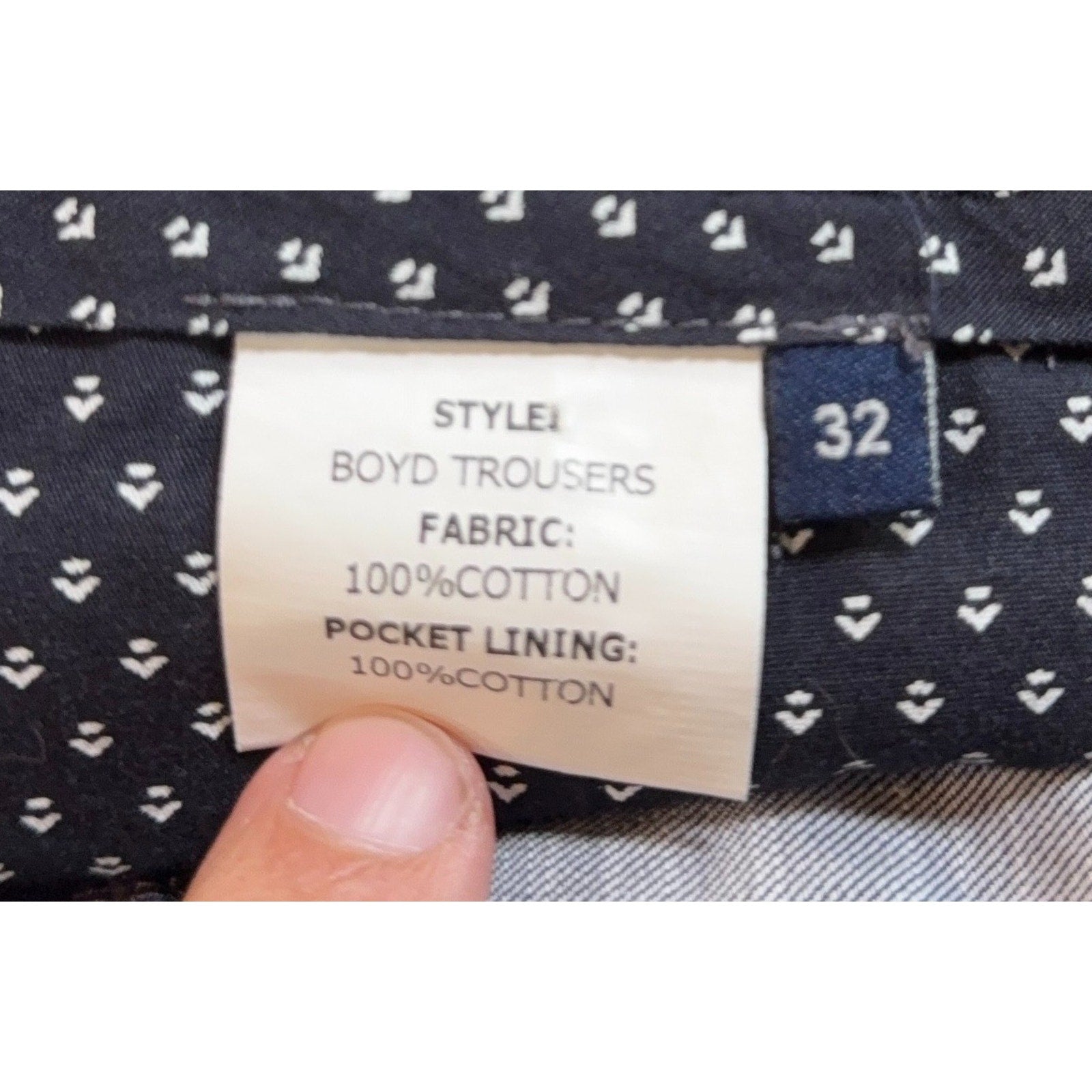 Walker Slater Boyd Trousers Mens Tag 32 Blue Cotton Tailored Pants 35x31