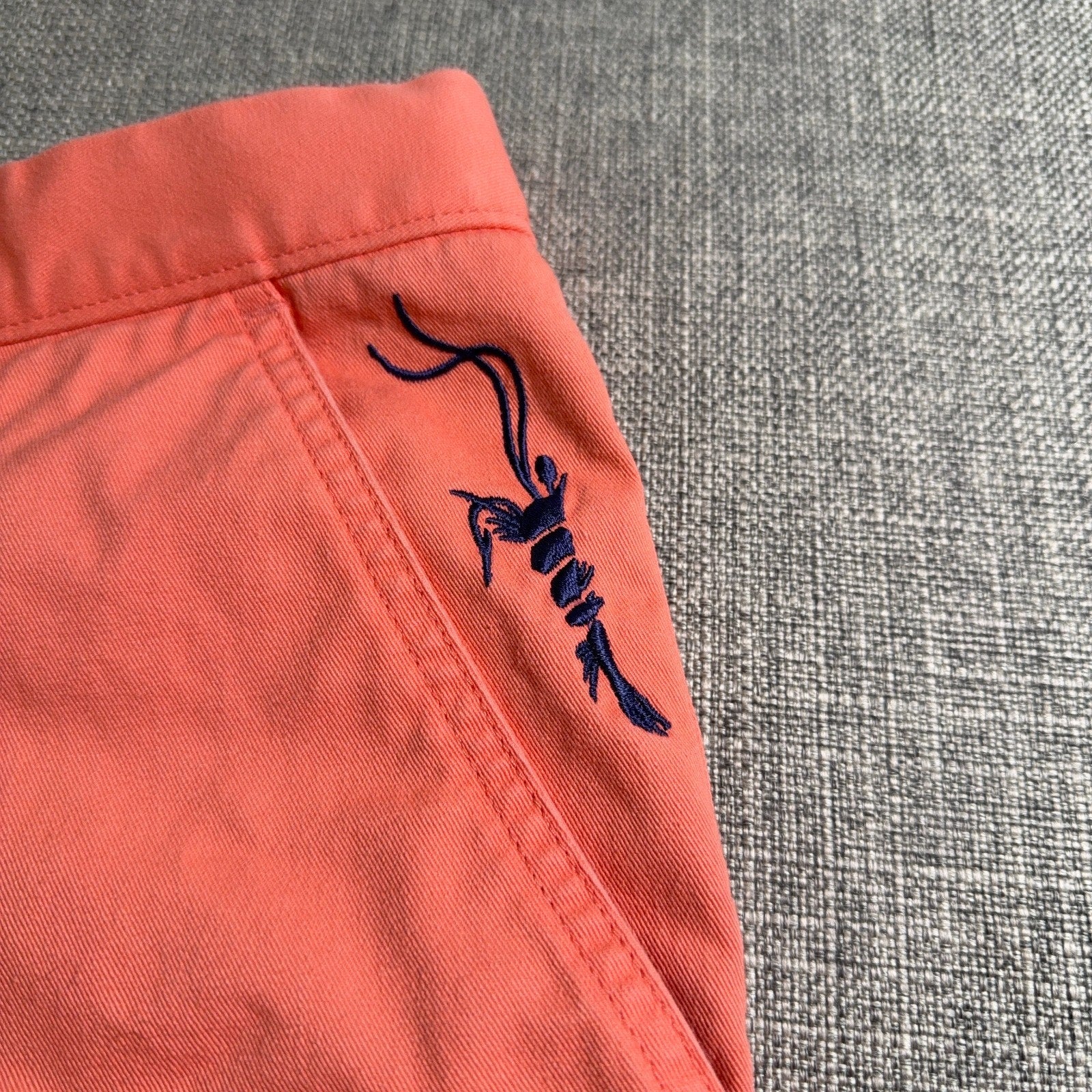 TrueFlies Pants Mens 34x32 Coral Orange Fishing Chino Flat Front Embroidered