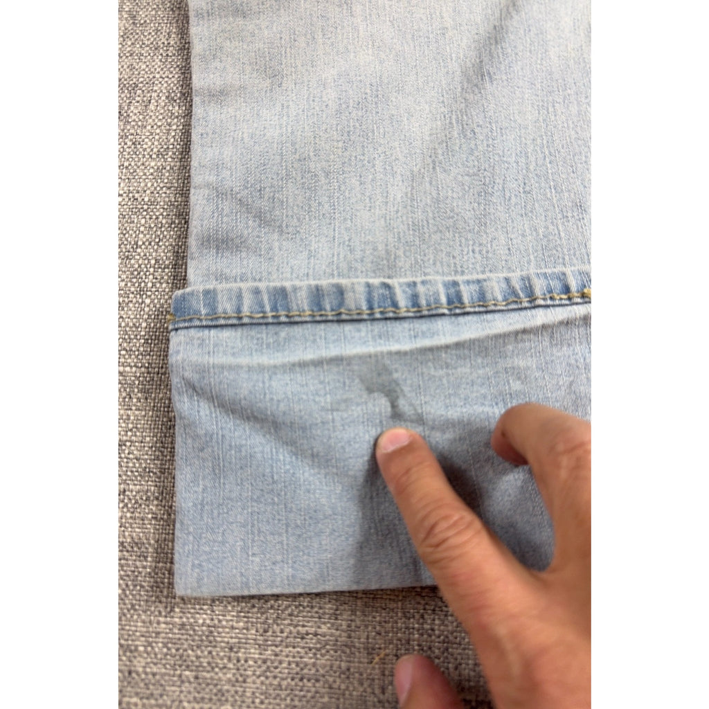 Angels Y2K Light Wash Cuffed Capri Jeans Custom Comic Patch Wide Leg 39 Waist