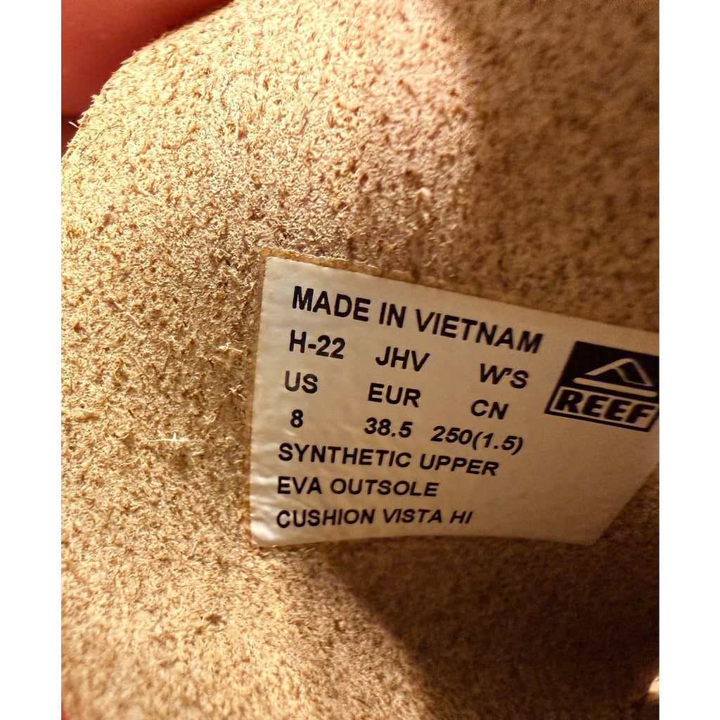 Reef Cushion Vista Hi Sandals Women’s Sz 8 Tan Platform Double Strap Slide