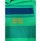 BOSS Hugo Boss Men's Green Colorblock Stripe Pique Polo Shirt 20in Chest
