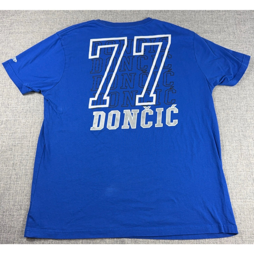 New Era Luka Doncic Dallas Mavericks #77 T Shirt Mens XL Blue NBA Graphic Tee
