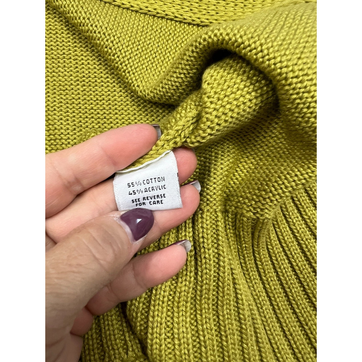 Vintage Talbots Made in Italy Green Knit Cardigan Womens M Cotton Blend