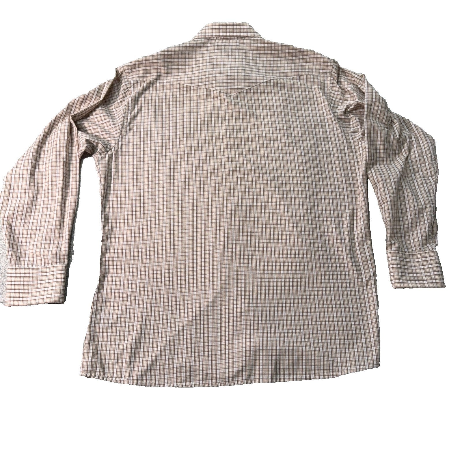 Panhandle Slim Western Shirt Mens 16.5 36 Large Tall Brown Plaid Pearl Snap