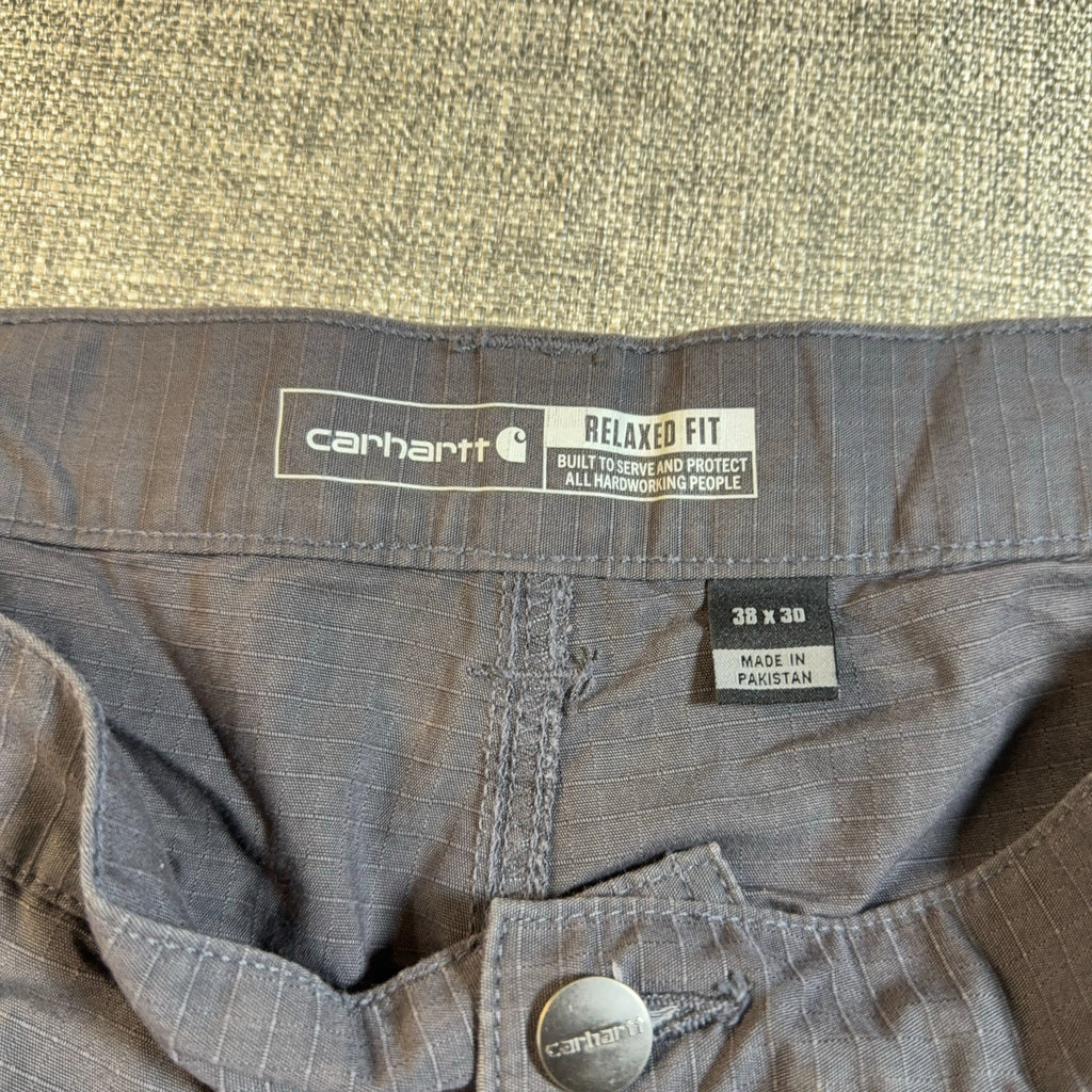 Carhartt Cargo Pants Mens 38x30 Gray Relaxed Fit Ripstop Work Utility Stained