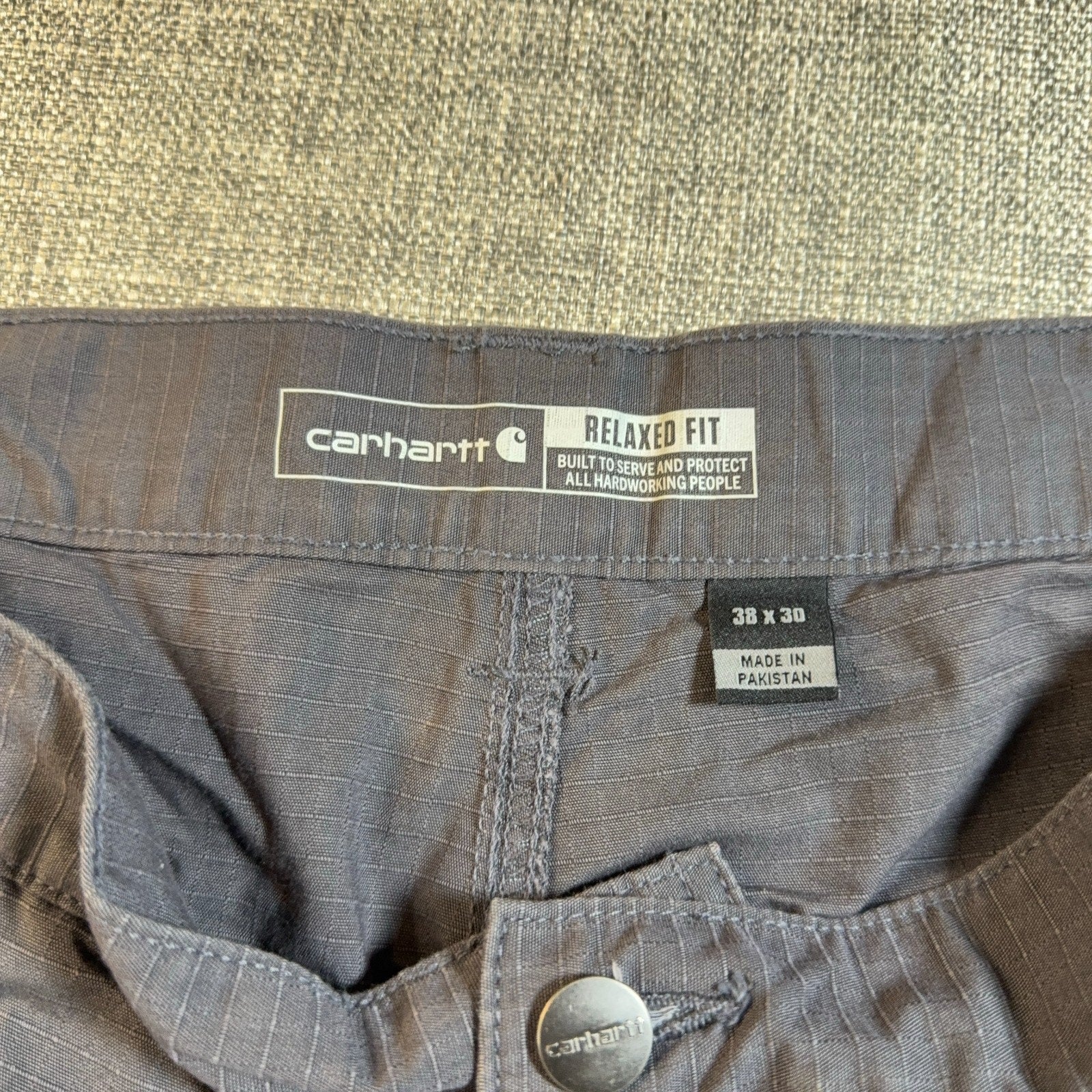 Carhartt Cargo Pants Mens 38x30 Gray Relaxed Fit Ripstop Work Utility Stained