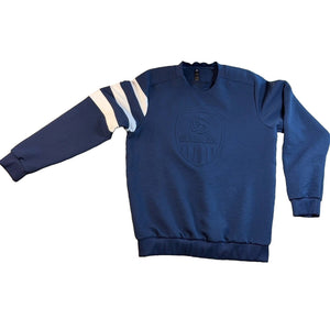 adidas USA Volleyball Crewneck Sweatshirt Mens Large Blue Textured Stripe Sleeve
