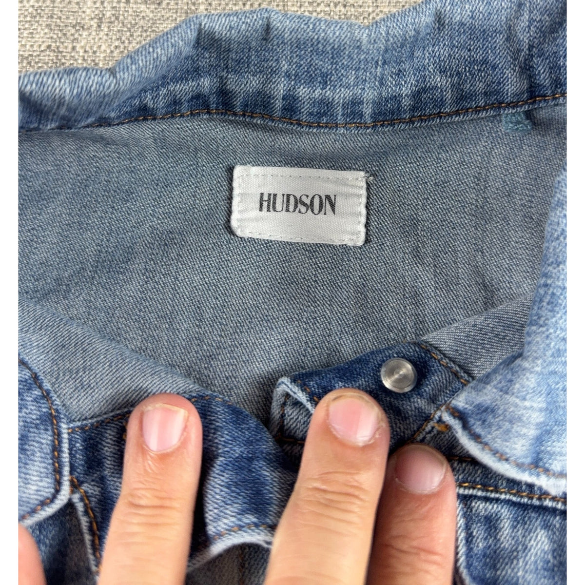 Y2K Light Wash Hudson Girls Stretch Denim Trucker Jacket XL 14/16