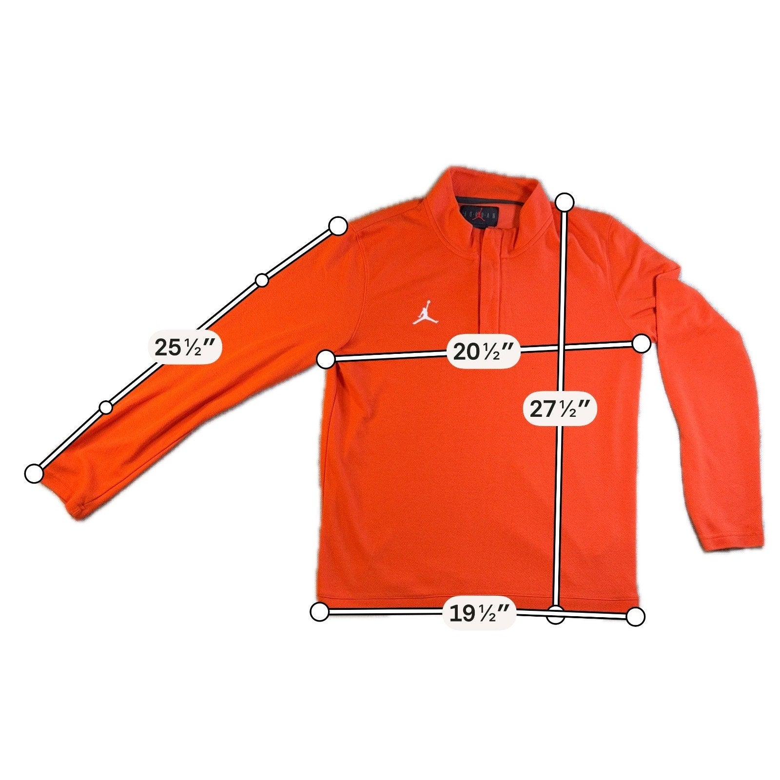 Jordan Team Dri-FIT Men M Orange Half Zip Pullover Jumpman Athletic Top