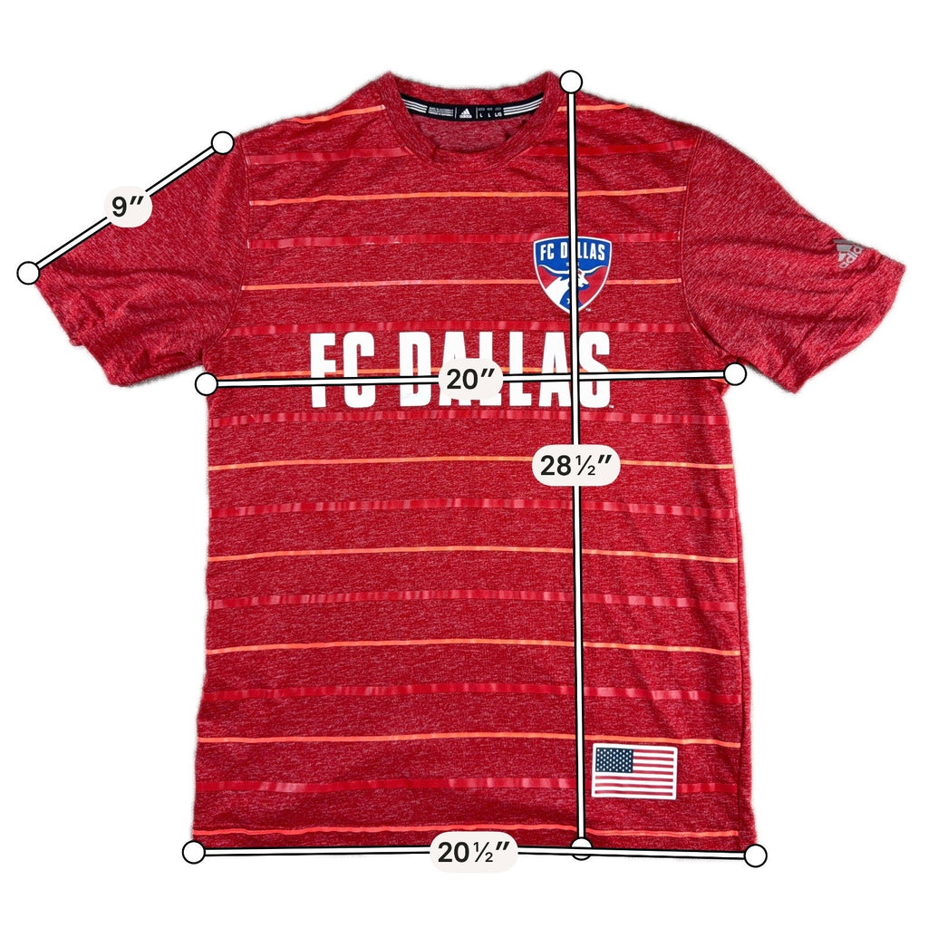 adidas FC Dallas MLS Shirt Mens L Fits M Red Climalite Soccer USA Flag 2015