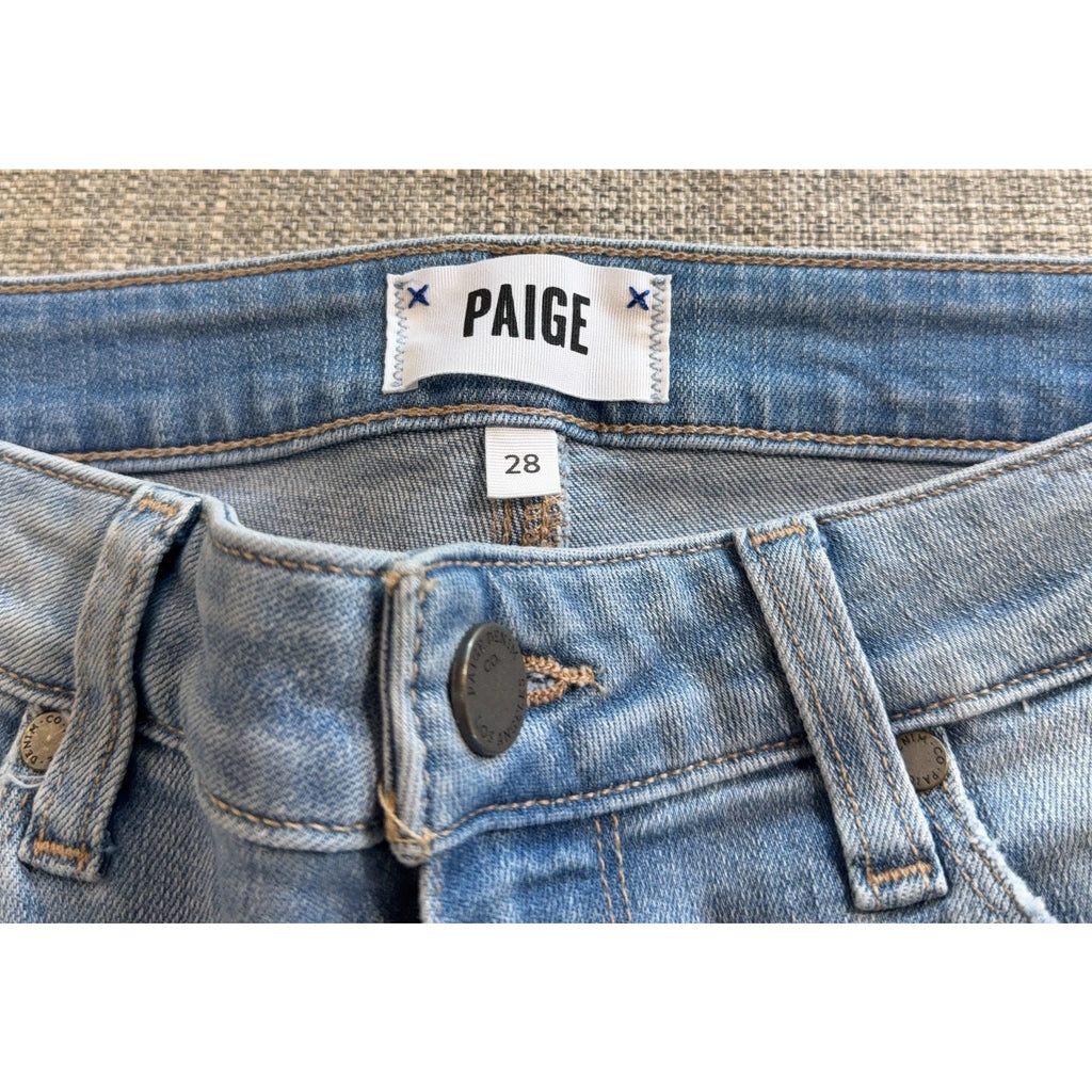 PAIGE Verdugo Crop Jeans Womens 28 Light Wash Skinny Stretch Denim Blue 25 Insea