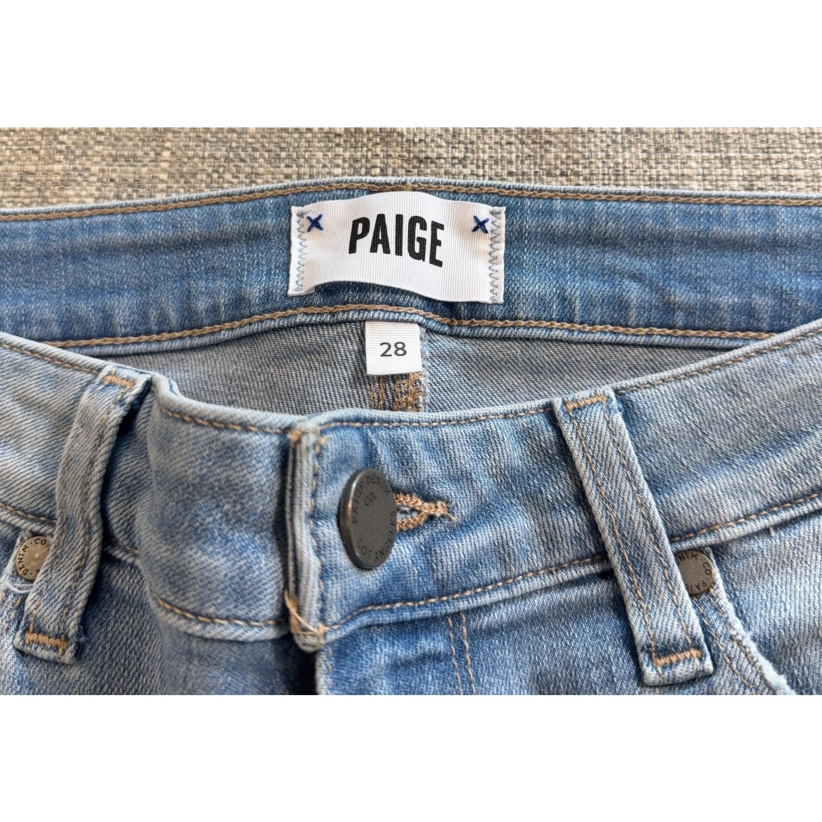 PAIGE Verdugo Crop Jeans Womens 28 Light Wash Skinny Stretch Denim Blue 25 Insea