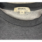 Rip Curl Womens XS Crewneck Sweatshirt Gray Retro Stripe Sleeve Surf Pullover