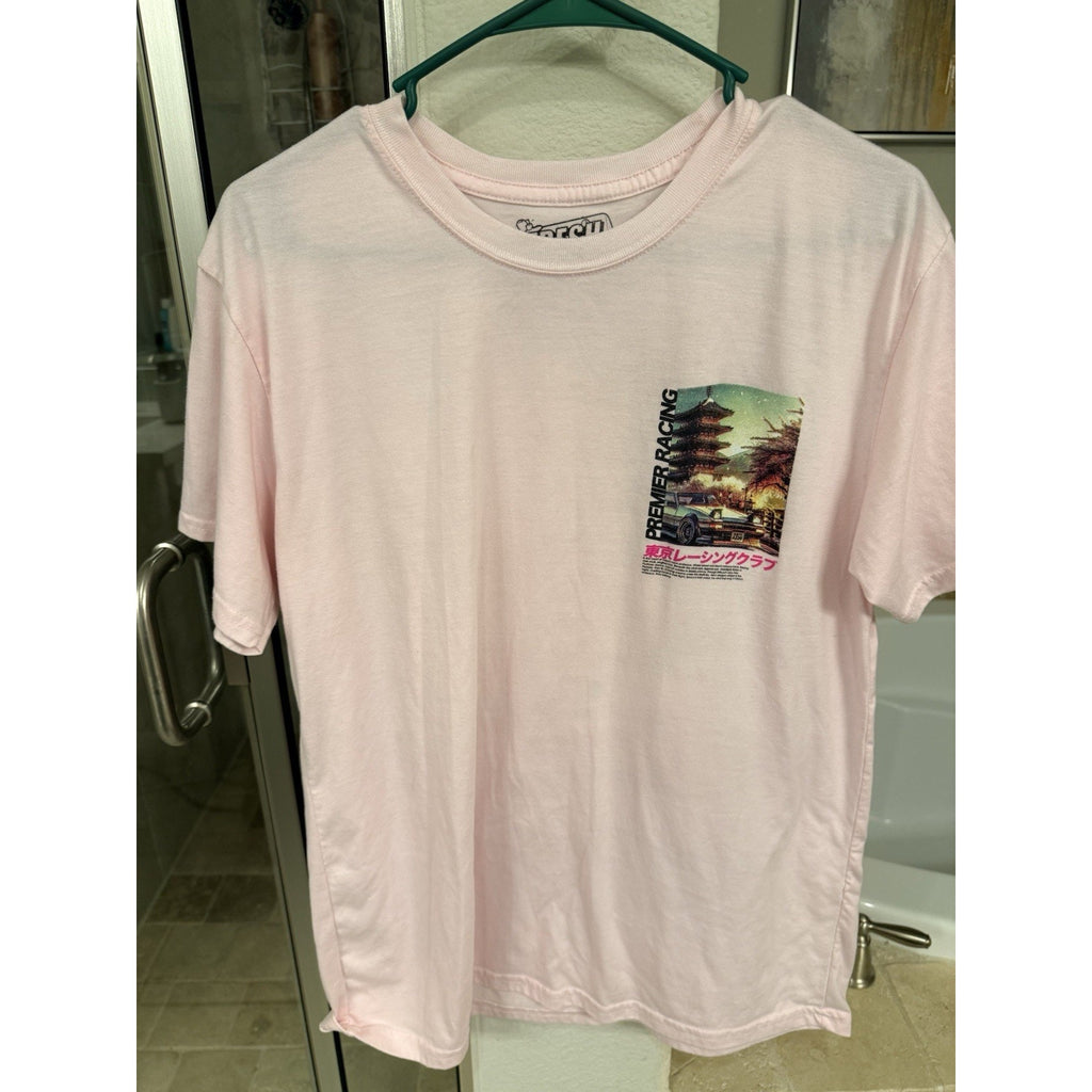 Fresh Laundry Premier Racing Tokyo Graphic T Shirt Pink Japanese Car Anime Sz L