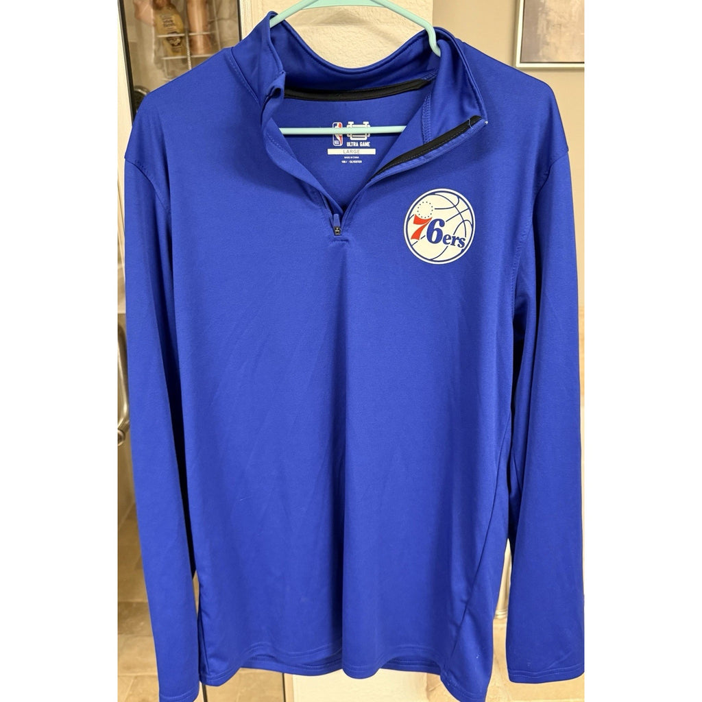 Philadelphia 76ers 1/4 Zip Pullover Mens Large Blue NBA Ultra Game Athletic Top