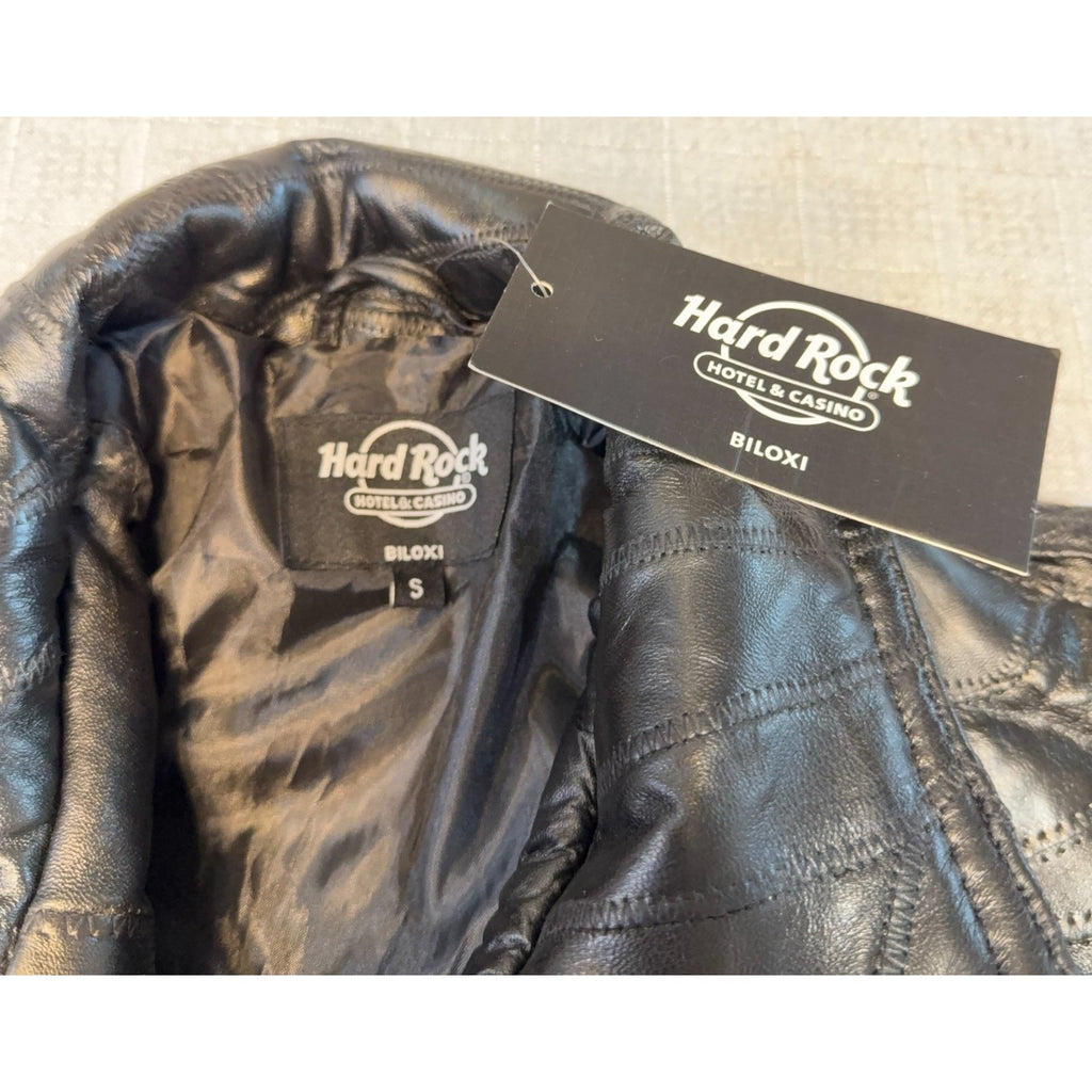 Hard Rock Biloxi Leather Jacket Small NWT Casino Patron Gift Patchwork Bomber