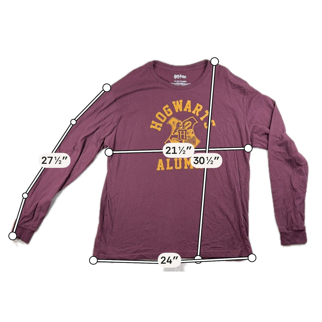 Harry Potter Hogwarts Alumni Burgundy Long Sleeve T Shirt 2X 50/52