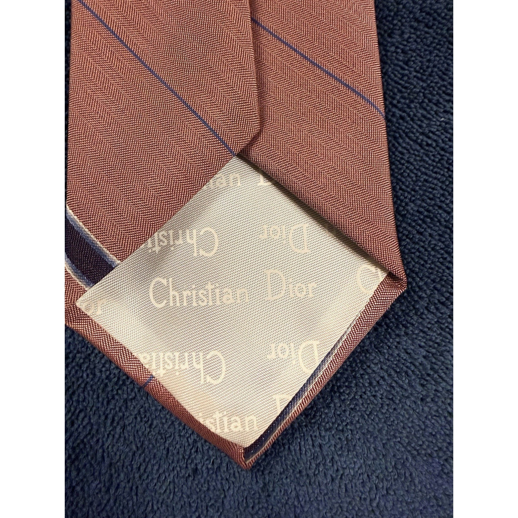 Christian Dior Monsieur Pink Striped Tie Italy Designer Necktie Classic Luxury