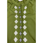 Entro Womens M Olive Green Embroidered Peasant Blouse Balloon Sleeve Boho