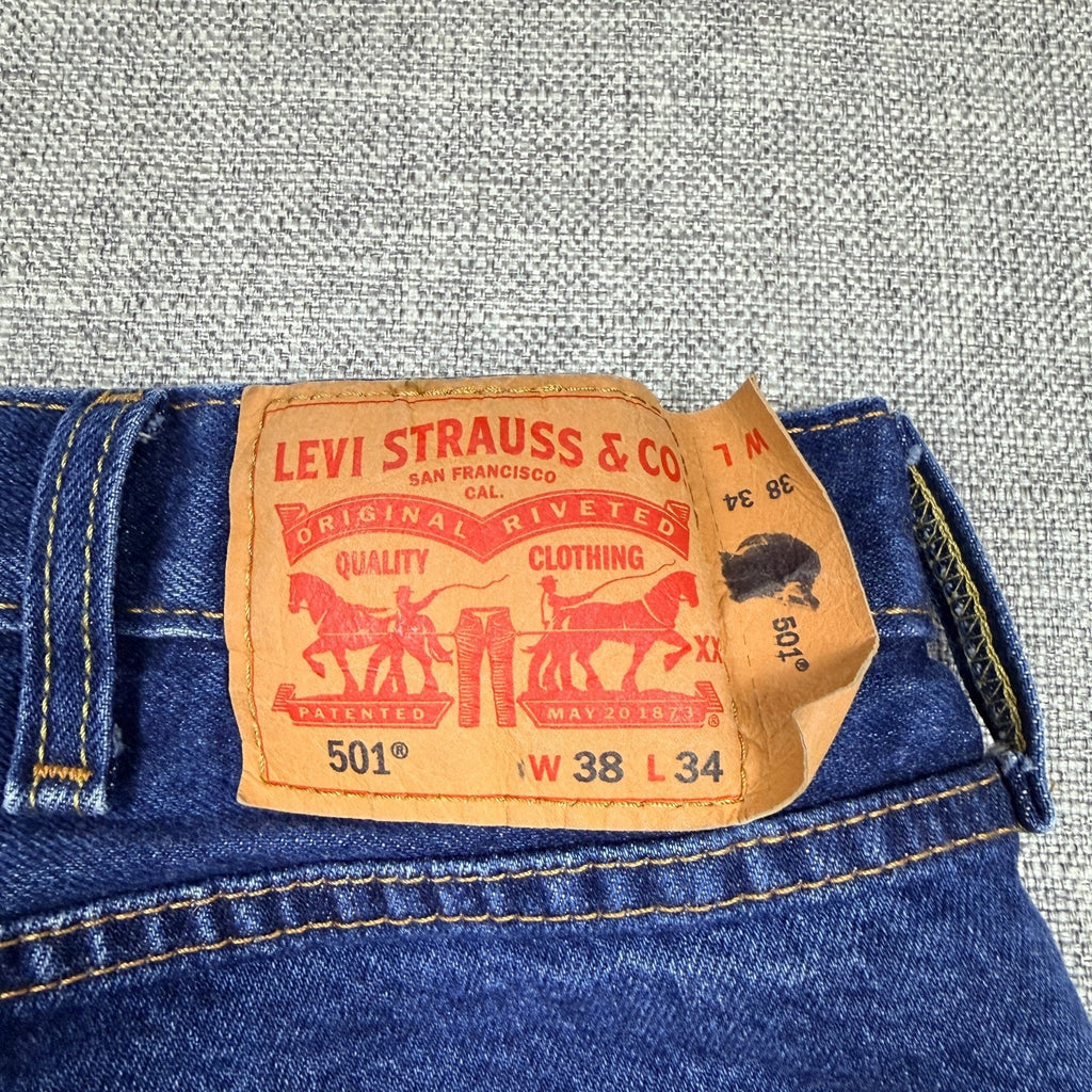 Levi's 501 Jeans Men's 38x34 Fits 37x30 Button Fly Straight Dark Wash