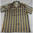 Urban Outfitters Shirt Mens M Floral Stripe Satin Camp Collar Short Sleeve
