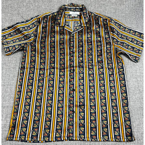 Urban Outfitters Shirt Mens M Floral Stripe Satin Camp Collar Short Sleeve