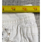 Miss Me Jeans Womens 30 White Cropped Skinny Rhinestone Embellished Flawed