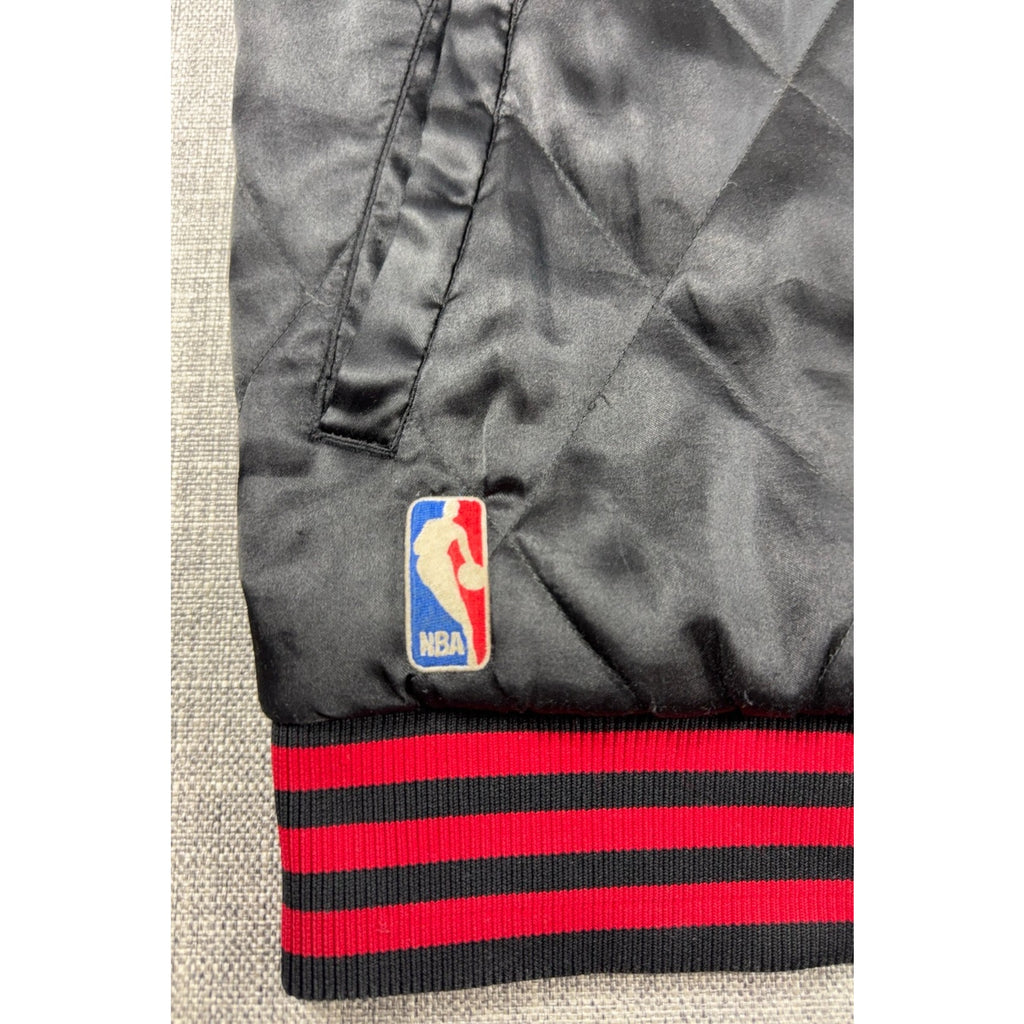 Adidas Chicago Bulls NBA Quilted Satin Bomber Jacket Black Red L 2013 Trefoil