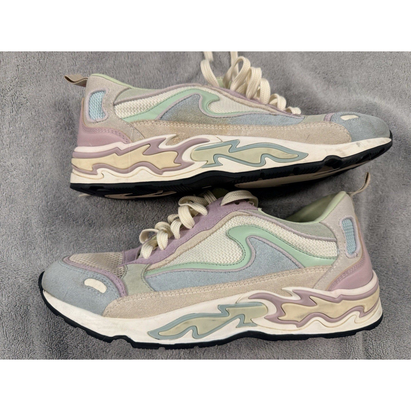 Sandro Paris Pastel Chunky Sneakers Women’s US 7.5 Designer Shoes Multi Color