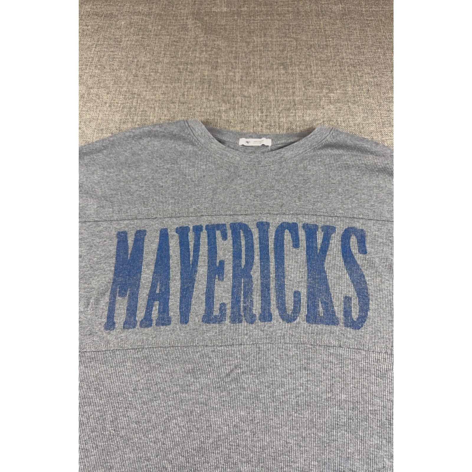 47 Brand Dallas Mavericks Crop Sweatshirt Womens M Gray Ribbed NBA Boxy