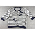 Talbots Woman Petites Cardigan 2XP Navy White Striped Dragonfly Knit Sweater