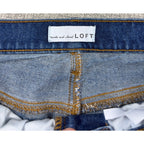 LOFT The Straight Crop Jeans Womens 10/32 Blue Denim Paisley Cuff Mid Rise