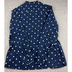 Tommy Hilfiger Womens XL Navy Polka Dot Button Up Shirt Long Sleeve Pocket