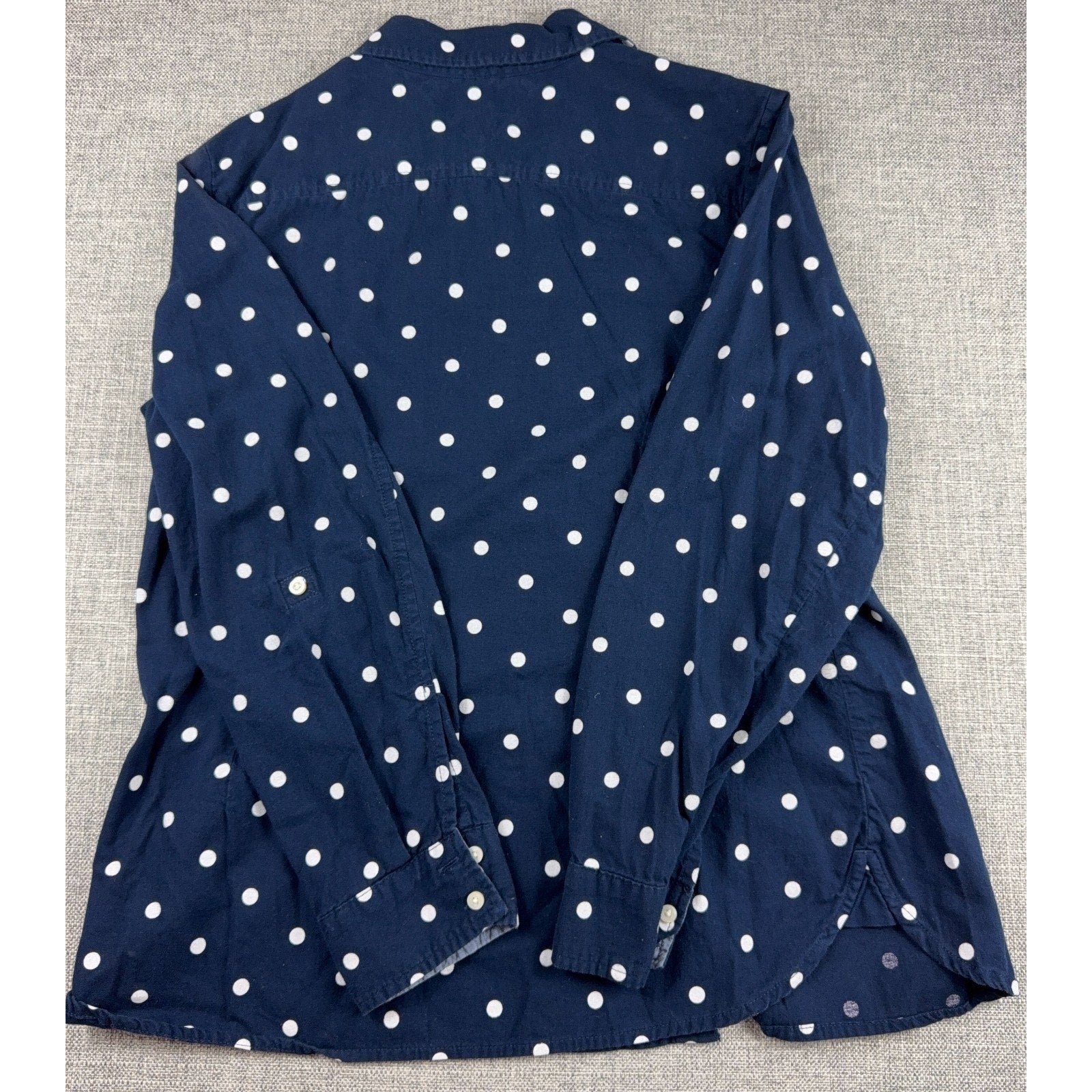 Tommy Hilfiger Womens XL Navy Polka Dot Button Up Shirt Long Sleeve Pocket