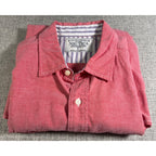 Nautica Sea Voyage Shirt Mens L Coral Red Long Sleeve Button Up Pockets